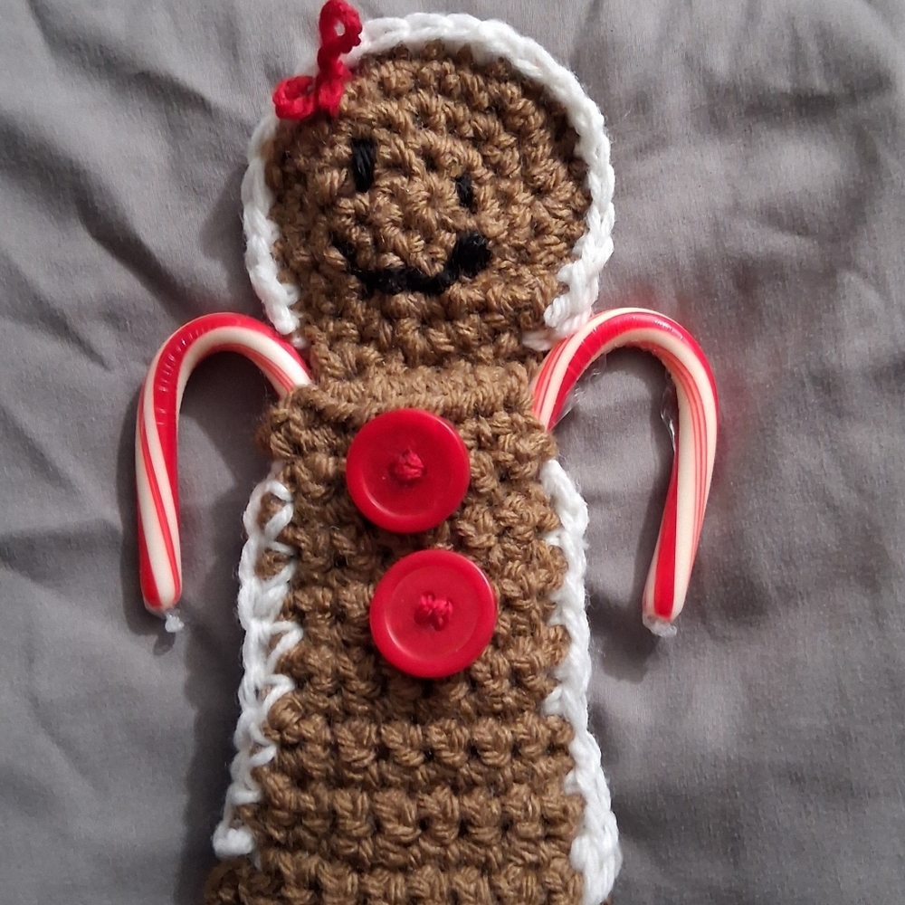 Handcrafted Gingerbread Ornament with Candy Canes